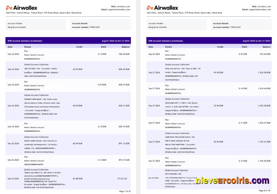 Hong Kong Airwallex Limited account statement, 18 pages 4